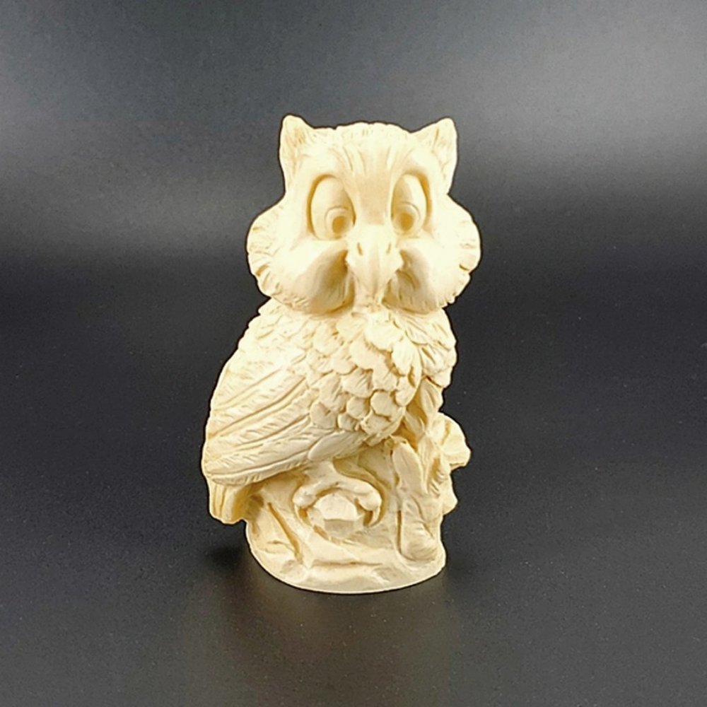 Vintage A. Santini Small Carved Owl Figurine Italy